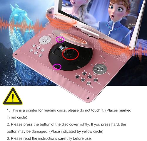 Miniatura 3 de YOOHOO Reproductor de DVD portátil de 16.9 pulgadas con mando a distancia, reproductor de DVD de pantalla grande giratorio HD de 14.1 pulgadas para