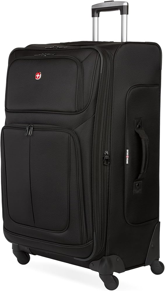 SwissGear Sion Softside Expandable Luggage, Black, Checked-Large 29-Inch