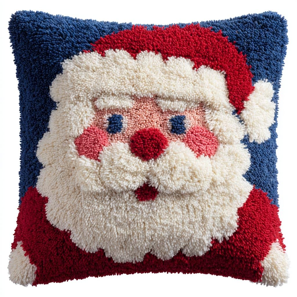 Taxpy Latch Hook Pillow Case Embroidery Kits, Santa Claus DIY Needlework Latch Hook Cushion Cover Kits,Sofa Cushion Cover,17x17inch