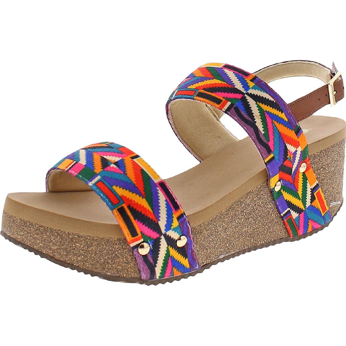 VOLATILE Womens Eliot Slip On Open Toe Wedge Sandals Multi 8 Medium (B,M)