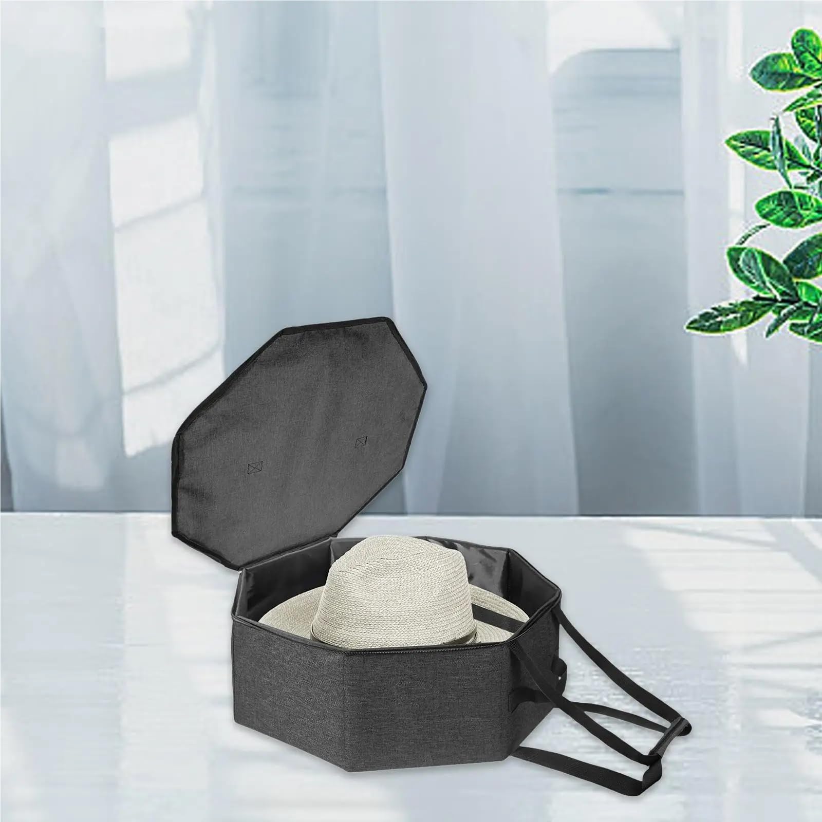 Caja de almacenamiento for sombreros, caja for for viajes con cremallera asas transporte, organizador gorras vaquero for hombres y mujeres Para Sombrero
