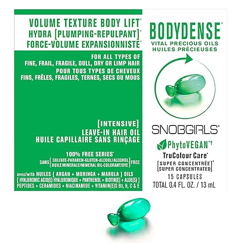 SNOBGIRLS BODYDENSE - Aceite vegano para el cabello con aceite de argán, ácido hialurónico, aceite de moringa, aceite de marula y vitaminas para