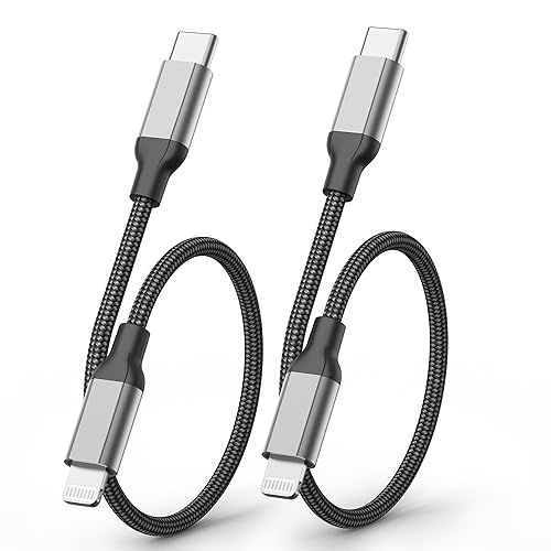 Miniatura 9 de Paquete de 2 cables USB C a Lightning de 2 pies, certificado Apple MFi, cargador USB C para iPhone, carga rápida, cable trenzado de nailon tipo C a