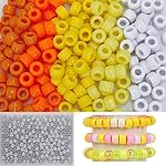 800PCS Blue Pony Beads Bulk, 5 Styles 6x9mm Pony Beads for Bracelets Making Kit, Kandi Hair Beads for Braids with 5M elstic string, Craft Beads for Jewelry Making (Blue Series)