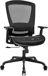 ELABEST Ergonomic Mesh Office Chair: Adjustable Lumbar Support, 3D Armrests, Wide Breathable Seat, Tilt & Swivel - Home Office Task Chair, Black