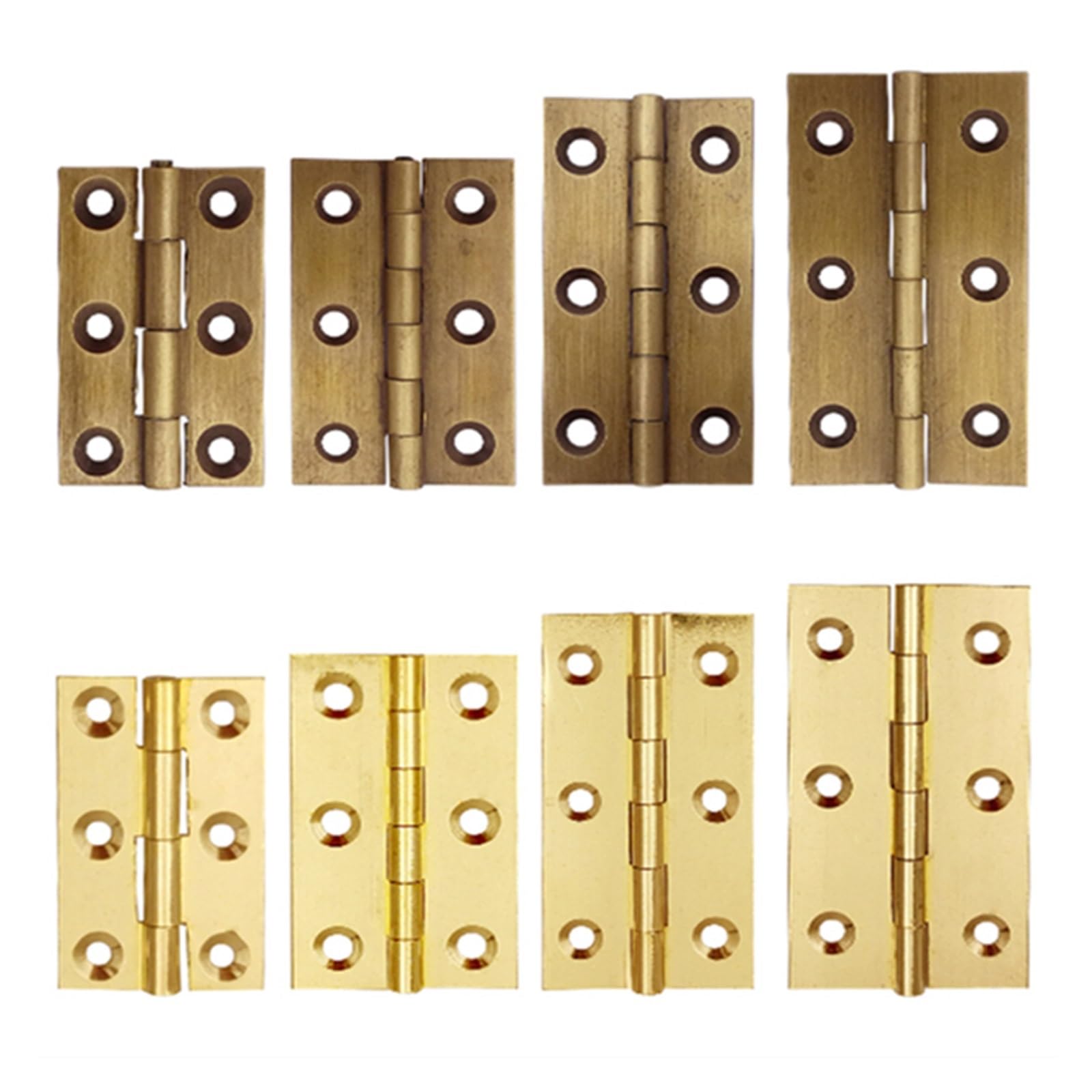 Minibisagra Bisagra pequeña Bisagras de puerta nueva de latón, 2 uds., 1/1, 5/2/2, 5/3 pulgadas, muebles, puerta del cajón del armario, bisagra a tope for joyería, Hardware de caja de madera(Golden 2p