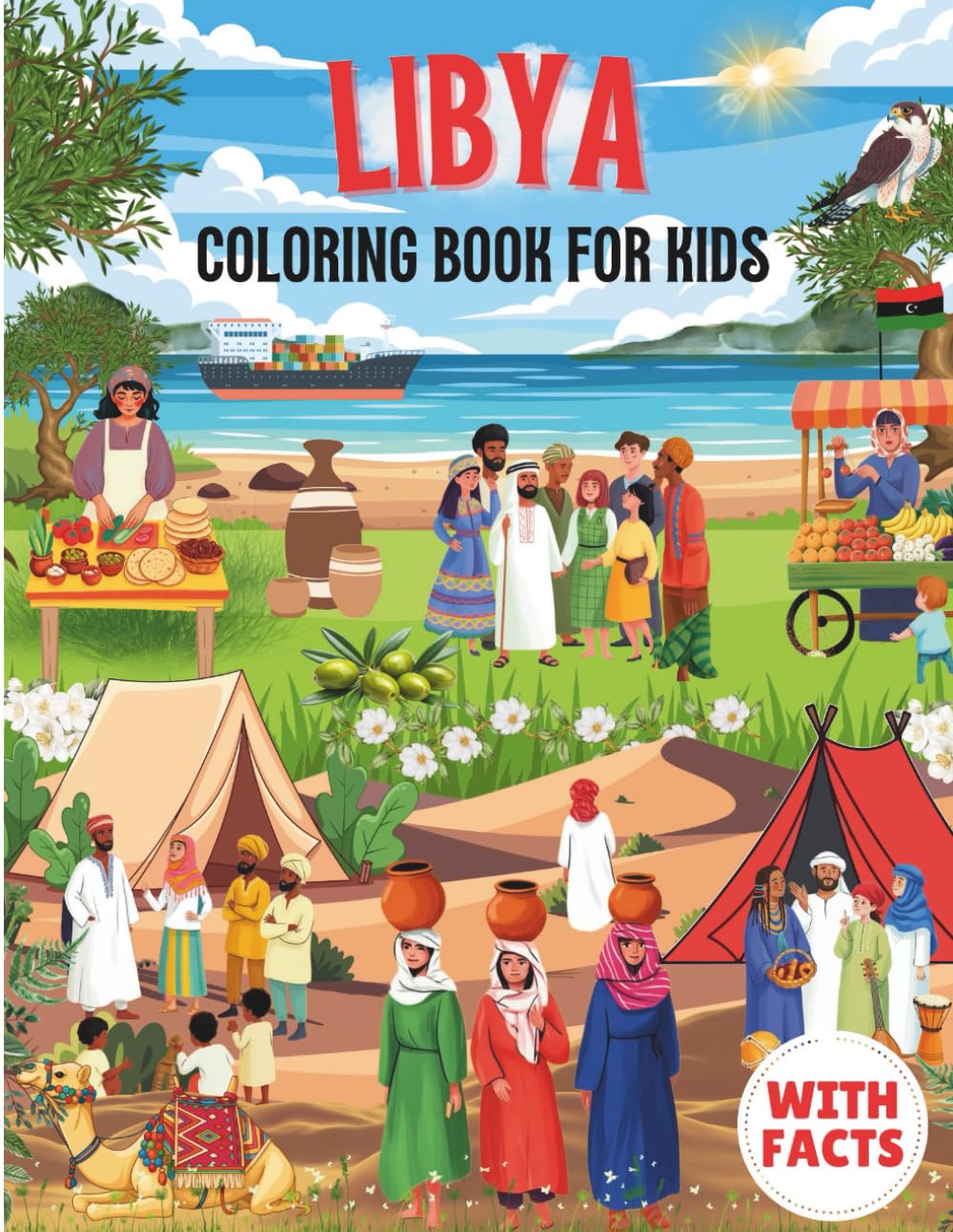 Libya coloring book for kids with facts