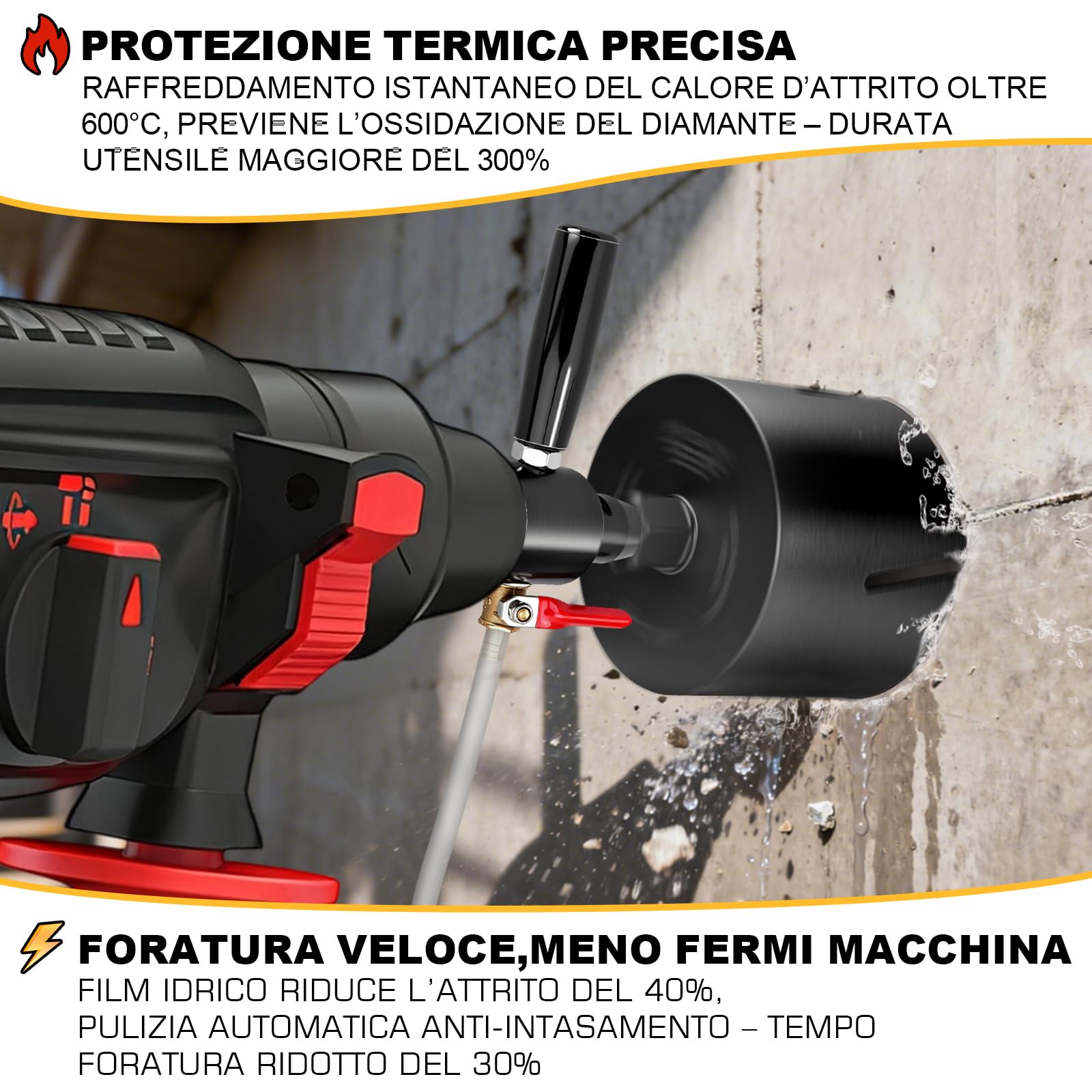 XIIW Adattatore SDS Max a M22 per Trapano a Nucleo in Calcestruzzo + Pompa 4 m e Tubo, Iniezione d’Acqua Automatica, Acciaio 42CrMo4, G1/4" - Carotatrice Diamantata per Muro, Trapano a Nucleo