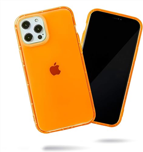 SteepLab Funda con resaltador de neón para iPhone, funda Grippy Jelly con bolsillos protectores de aire (naranja brillante intenso, iPhone 12 Pro