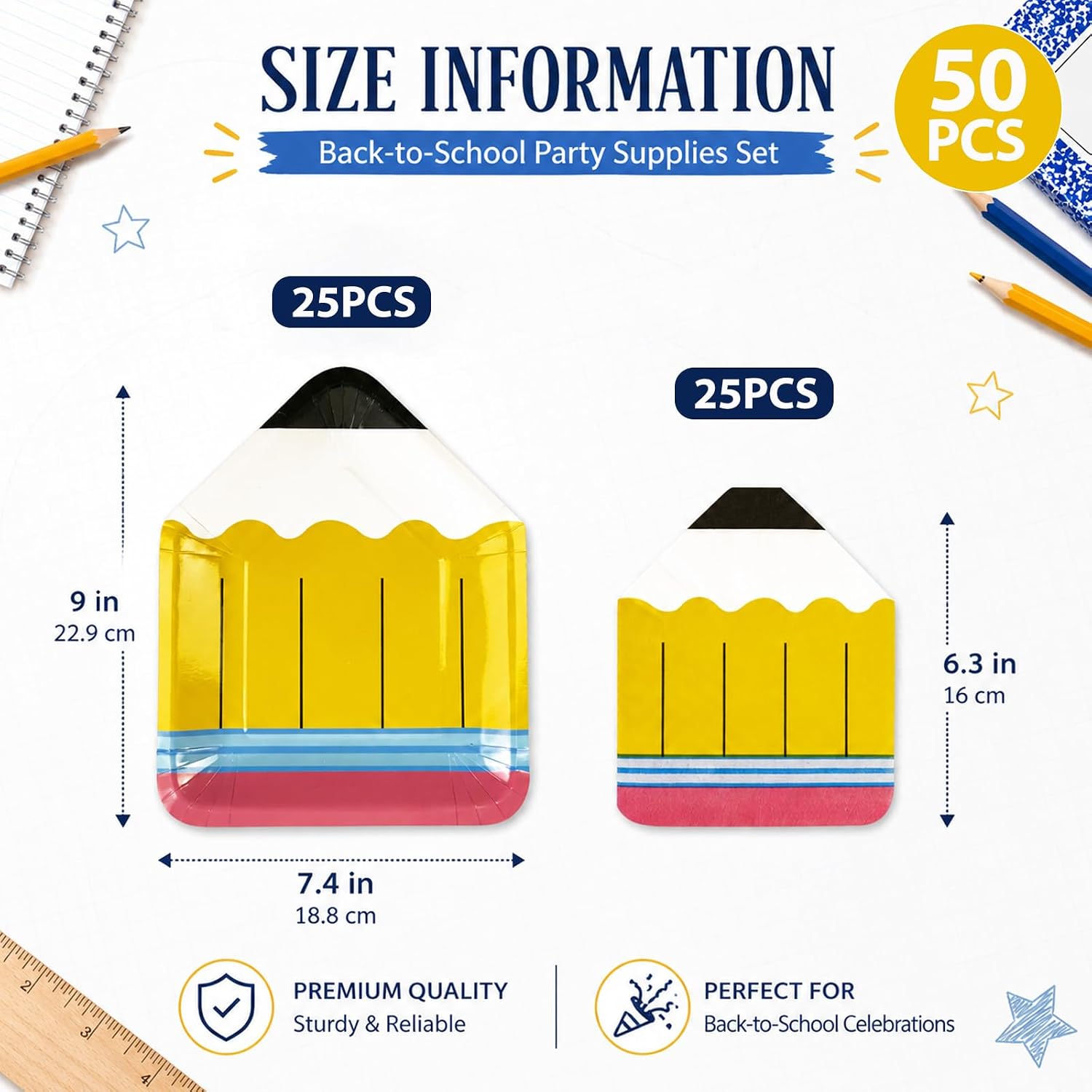 40 Pcs Back to School Paper Plates and Napkins Party Supplies, Pencil Dinner Paper Napkins Disposable Tableware Set for Preschool Kindergarten Welcome First Day of School Classroom Party Decor image 2