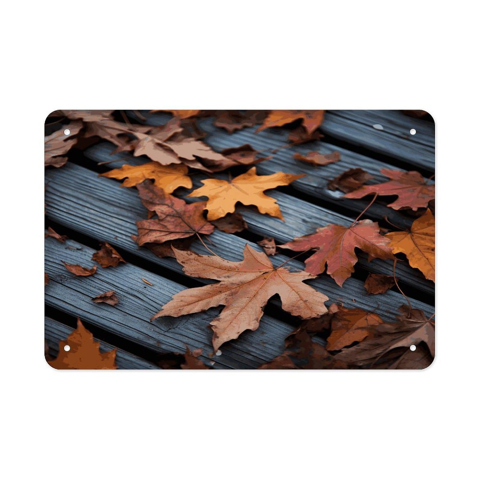 Fall Leaves Wood Wall Art Metal Signs Tin Sign