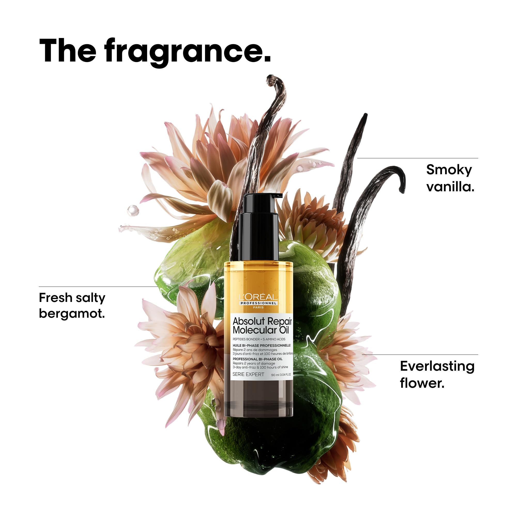 L'OREAL PROFESSIONAL - Absolut Repair Molecular dwufazowy olejek do włosów - usuwanie bez spłukiwania - naprawia 2 lata uszkodzeń - +125% połysku - włosy suche i zniszczone - 90 ml