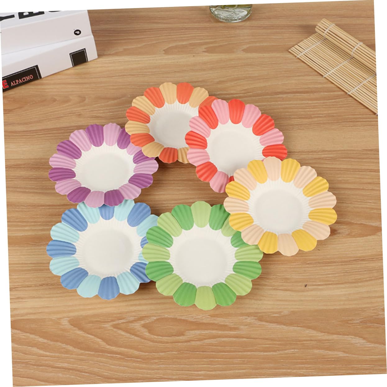 SOLUSTRE 5 Sätze Blume Pappteller Papier Platte Einmalbesteck Serving Plate Party Dekoration Festliche Tischdekoration Partybedarf Essgeschirr Aus Papier Vorspeisenteller 100 Stück * 5