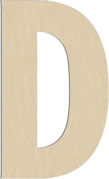 HILAZA 17 Inch Large Wooden Letter D, 1/4 in Thick Big Wood Letter for Wall Decor Crafts