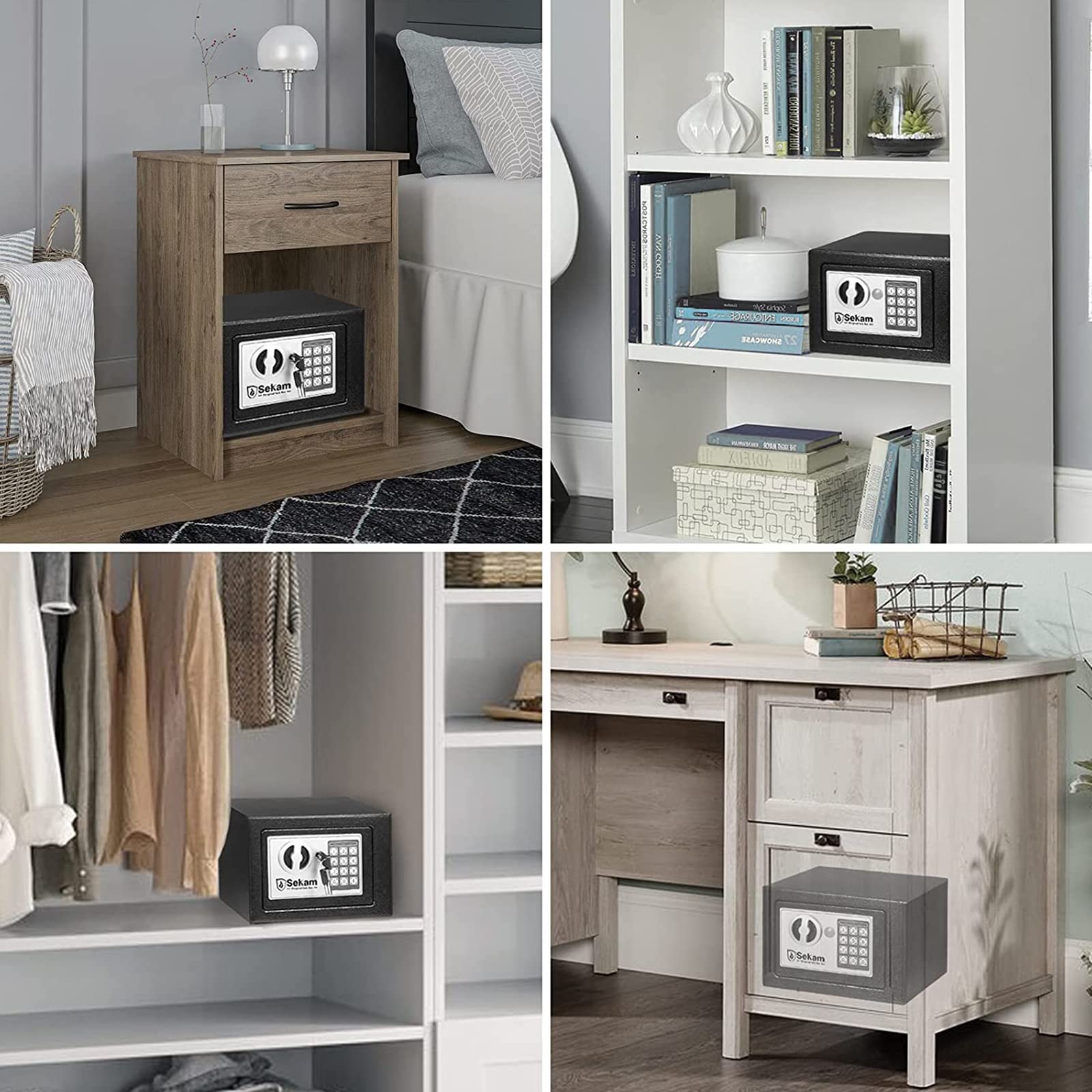 Cassaforte Da Incasso A Muro Con Tastierino Digitale Struttura in Metallo Con 2 Chiavi Cassetta Di Sicurezza Portatile Cassaforte A Mobile,Cassaforte Piccola Per Uso Domestico E Ufficio,Blu