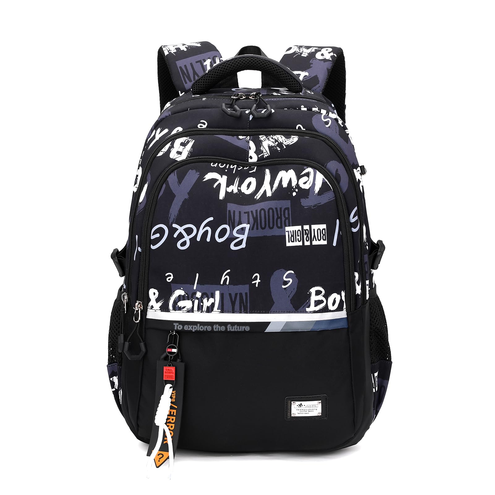Amythe Zaino Scuola Superiore e Media per Ragazzi Grande Leggero Moda | 32L Zaini Casual Uomo Pc 16", Borsa Scuola Adolescenti, Nero Idrorepellente Pettorina, Adatto al Trolley, Ritorno / Viaggio
