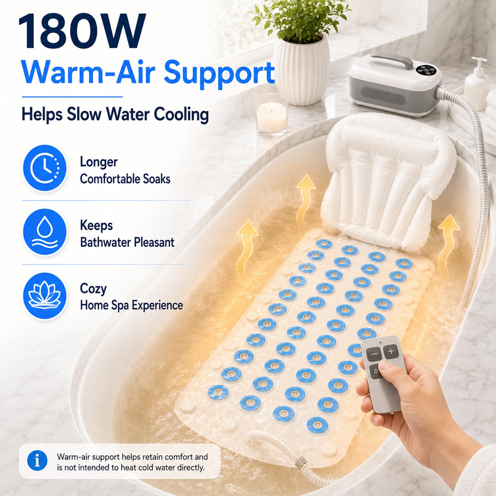 Mata Masująca z Bąbelkami 550W, Domowe Spa do Wanny