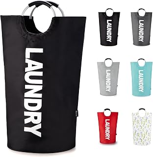Caroeas 90L Waterproof Laundry Basket Hamper with Padded Handles, Collapsible Stands Upright, 13 Colors, Easy Storage for Dorm Apartment