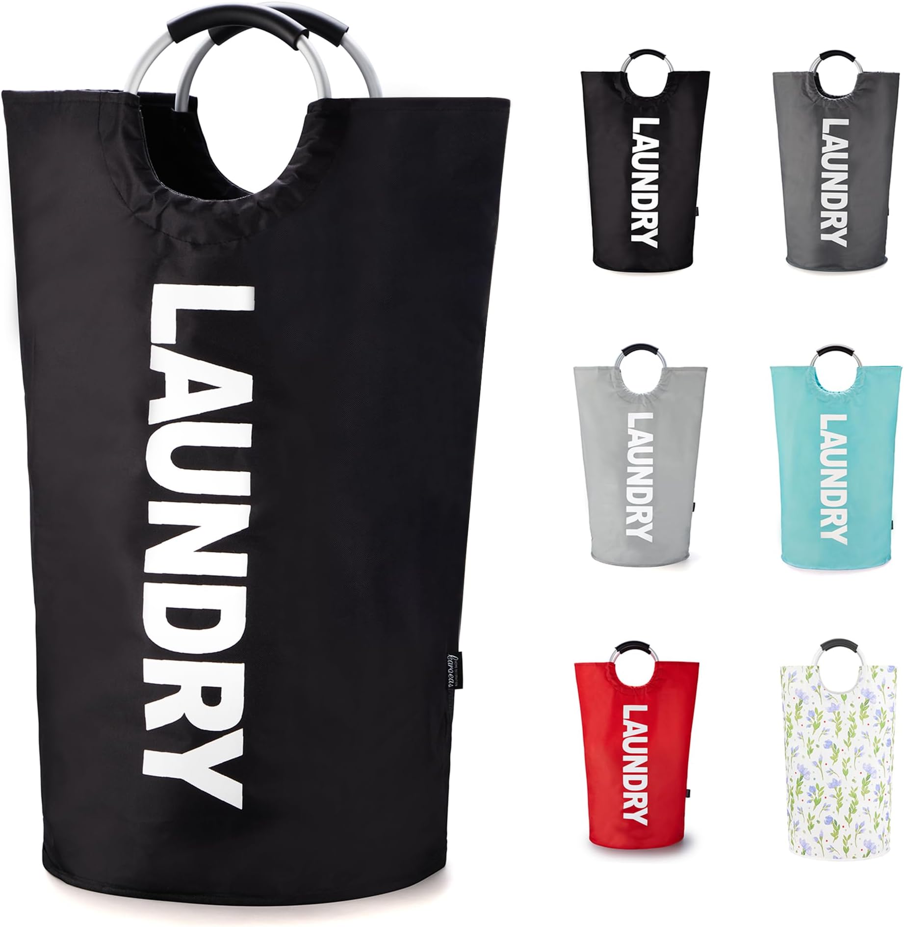 Caroeas 90L Laundry Basket (13 Colors), Waterproof Laundry Hamper, Laundry Bag with Padded Handles, Clothes Hamper Stands Up Well, Collapsible Laundry Basket Easy Storage