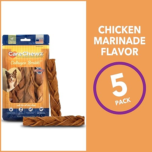 Miniatura 4 de Pet Factory CareChewz - Golosinas trenzadas delgadas de colágeno de 6 a 7 pulgadas para masticar para perros, sabor a pollo, 5 unidades1 paquete
