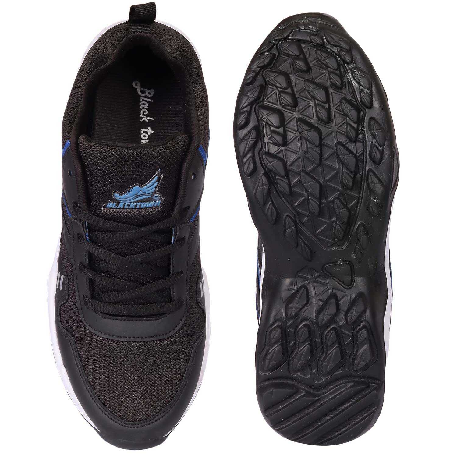 BLACKTOWN Men's Black R Blue Mesh Lace-Ups Walking/Outdoor Sneakers Casual Shoes/Sport Shoes for Men/Running Shoes 3