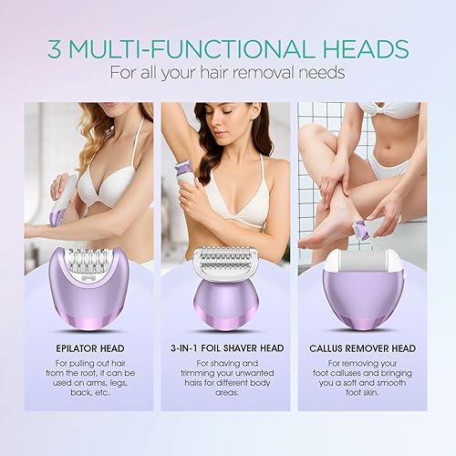 Miniatura 6 de VOYOR Depiladora para mujer, depiladora inalámbrica para mujeres, dispositivo de depilación 3 en 1 para piernas y brazos con 30 pinzas, afeitadora