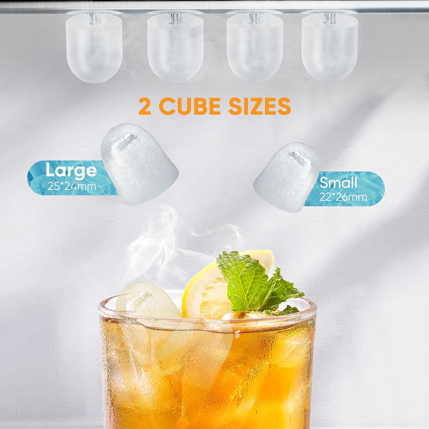 Ice Makers Countertop, Portable Ice Machine with Handle, 6 Mins 9 Bullet Ice Cubes with Basket and Scoop, 26lbs in 24Hrs, Auto-Cleaning, for Home, Kitchen, RV, Camping, White