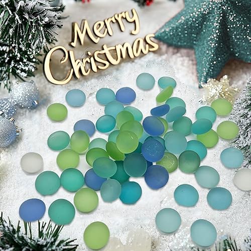 Miniatura 8 de Happyfiller Gemas decorativas de vidrio marino mate de 1 libra, piedras preciosas de mármoles planos, rellenos ponderados para jarrones, mosaicos