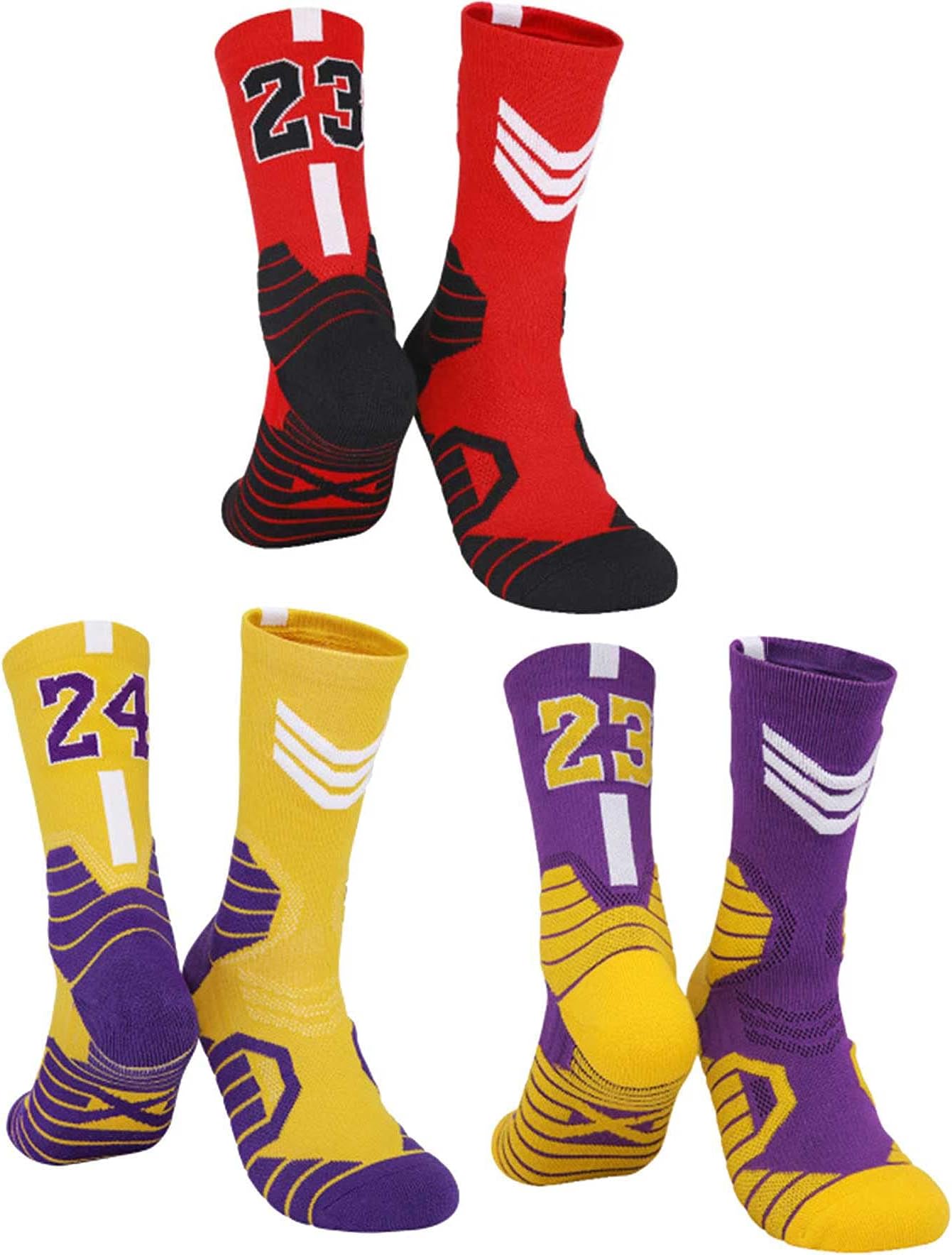 Bingfone3 Pairs Basketball Socks - Compression & Athletic Socks for Men & Women - Running & Climbing