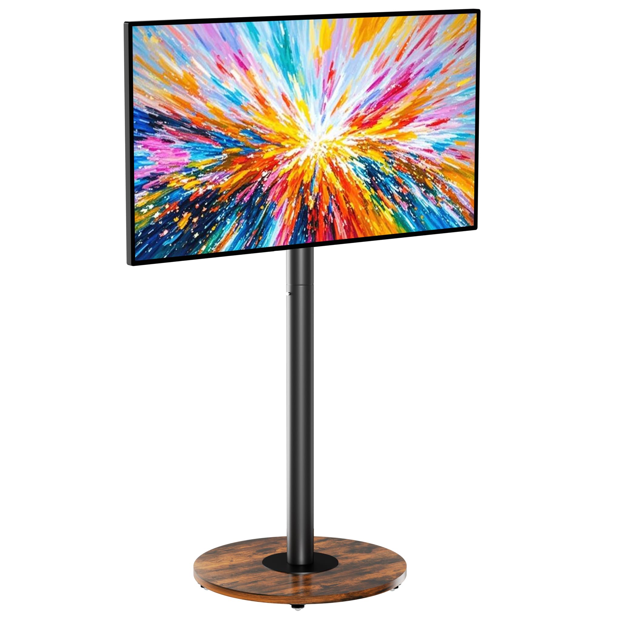 unho Podłogowy stojak pod telewizor z kółkami o regulowanej wysokości, drewniana podstawa VESA 600 x 400 na 102-180 cm, czarny