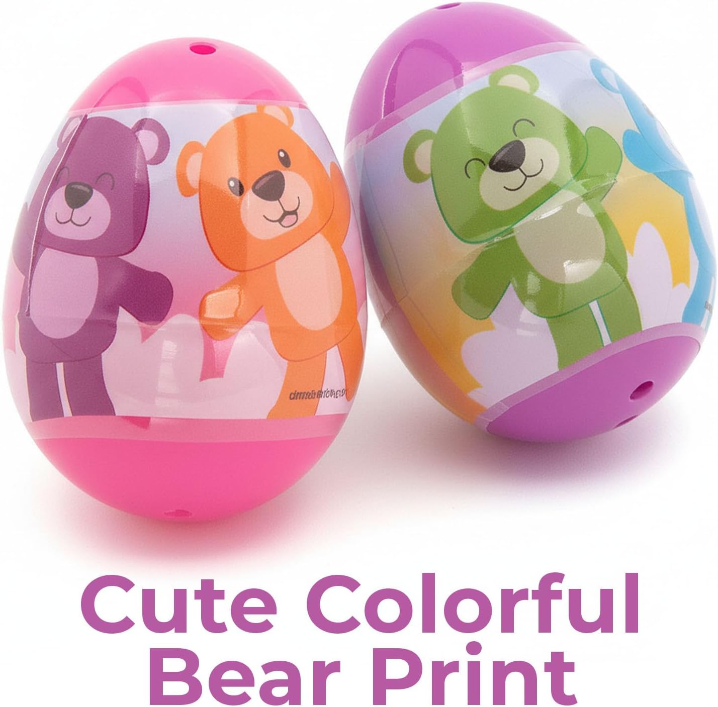 Fun Express 2 1/4" Teddy Bear Backpack Clip Keychain-Filled Plastic Easter Eggs – 12 Pieces