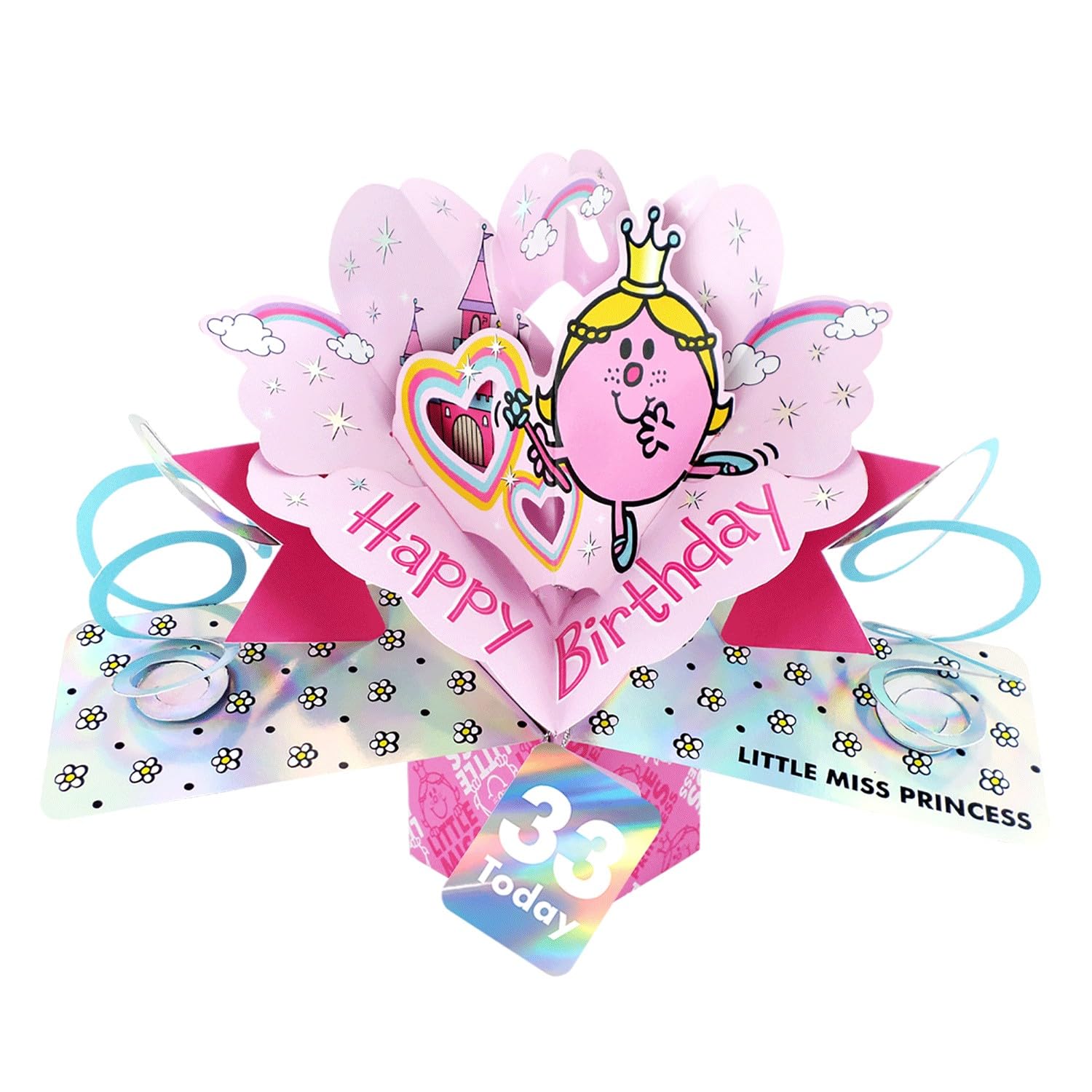 Second Nature Pop Ups Mr. Men Little Miss Princess 33 Today 3D Pop Up Pink 33rd Birthday Card For Her Collectable Greeting Card - 3D Design, Eco-Friendly, Personalised, Nostalgic Cartoon Character