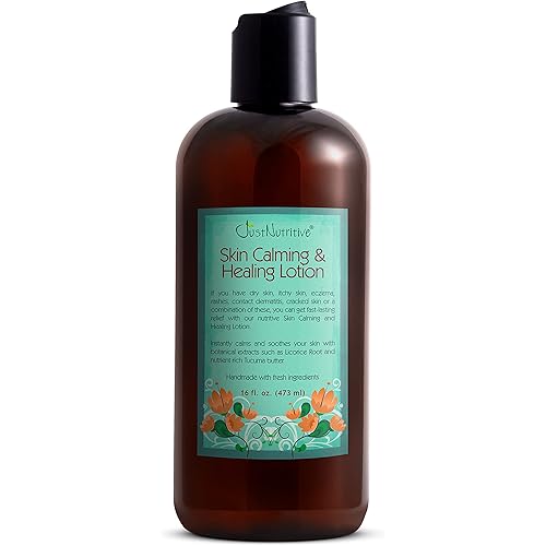 Just Nutritive Skin Calming & Healing Lotion | Organic Moisturizer for Treatment of Dry, Cracked or Irritated and Itchy Skin | Eczema Lotion Provides Long-lasting Relief 16 Oz