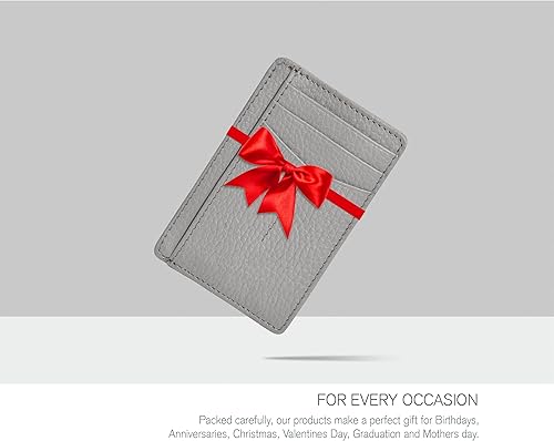 Vista 82 de Oak Leathers Leather Slim Minimalist Wallet for Men & Women RFID Front Pocket Leather Card Holder Wallets