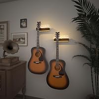 YuanDian LED Világítós Gitártartó Fali Akasztó Pengetőtartóval - USB Tápellátású Fa Gitárállvány Akusztikus Gitárhoz, Ukulelehez 3