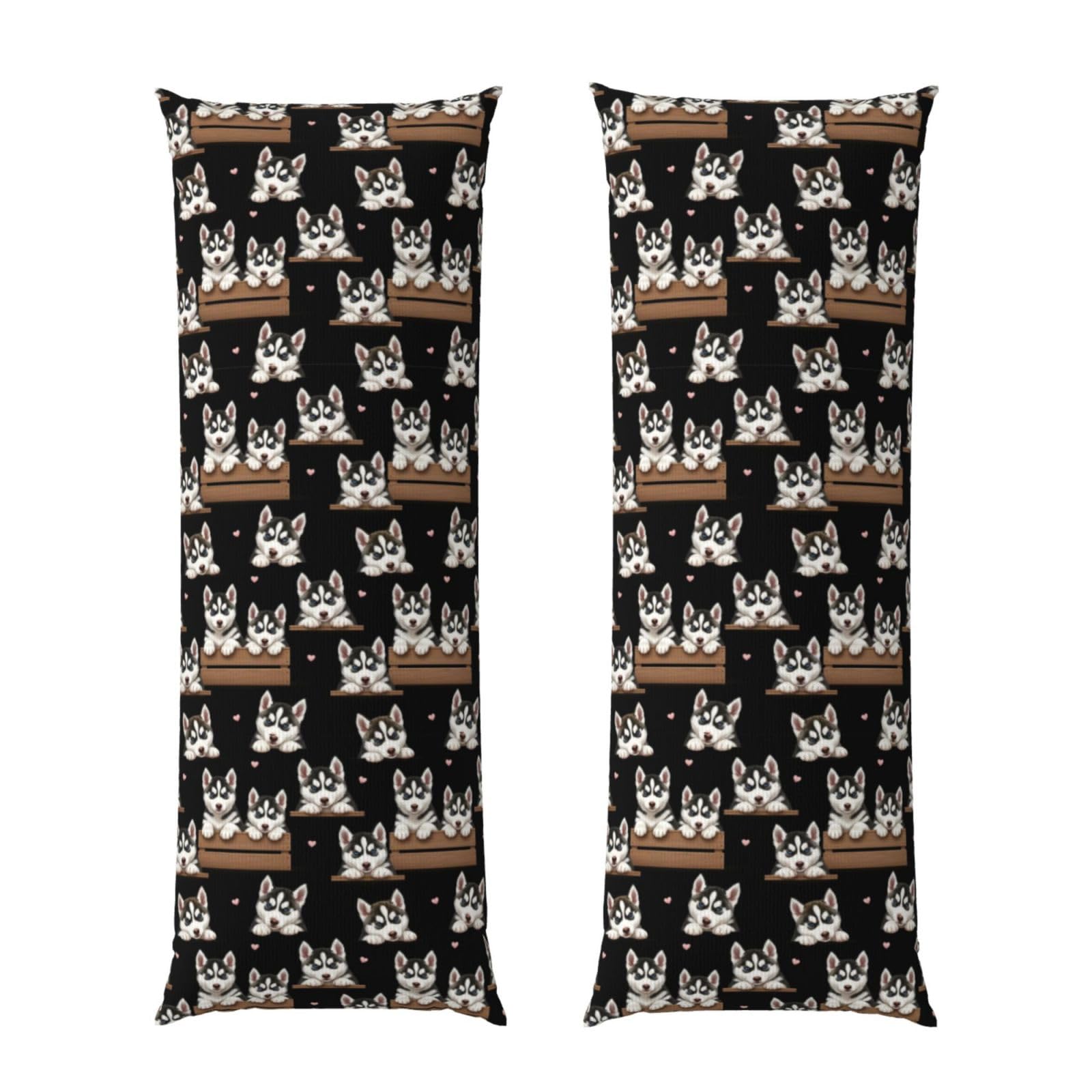Body Pillow Cover 20x60 Cute Baby Siberian Husky Puppy, Soft Velvet Long Pillowcase with Hidden Zipper, Cozyffy Rectangular Case for Bed Sofa Decor