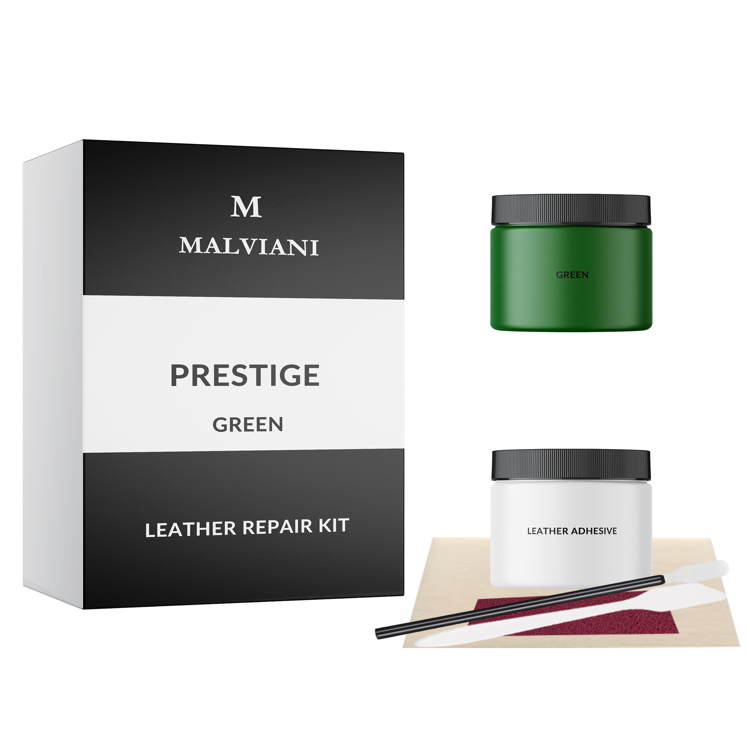MALVIANI Leather Repair Kit - Green - Restore Sofa, Furniture, Car Seat, Couch, Chair & Bag