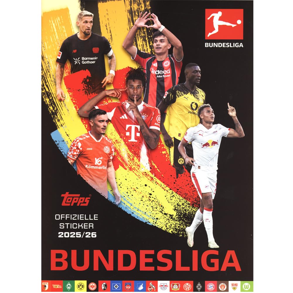 Bundle mit Topps Bundesliga Sammelsticker 2025/2026-1 Album + 10 Tüten + exklusive collect-it Hüllen