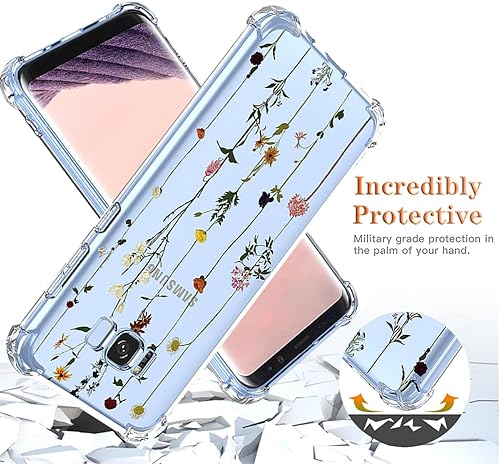 Miniatura 7 de Funda para Galaxy S8 Plus, Samsung S8+ SM-G955U con protector de pantalla, funda transparente con patrones de jardín de flores, funda protectora