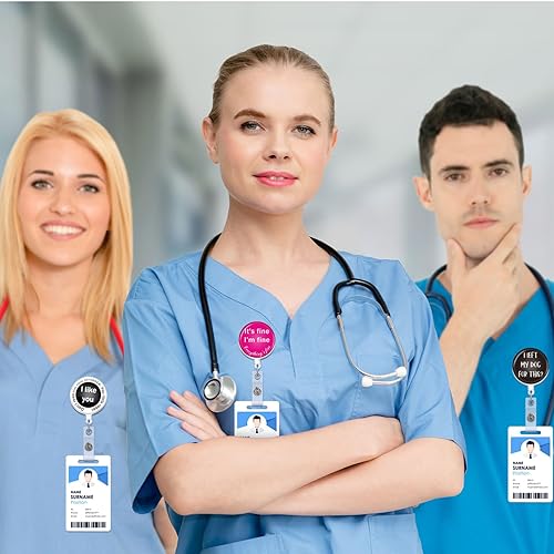 Miniatura 6 de Geosar 16 piezas de carrete de insignia de enfermera divertido de Navidad a granel, lindo clip retráctil para identificación, accesorios de