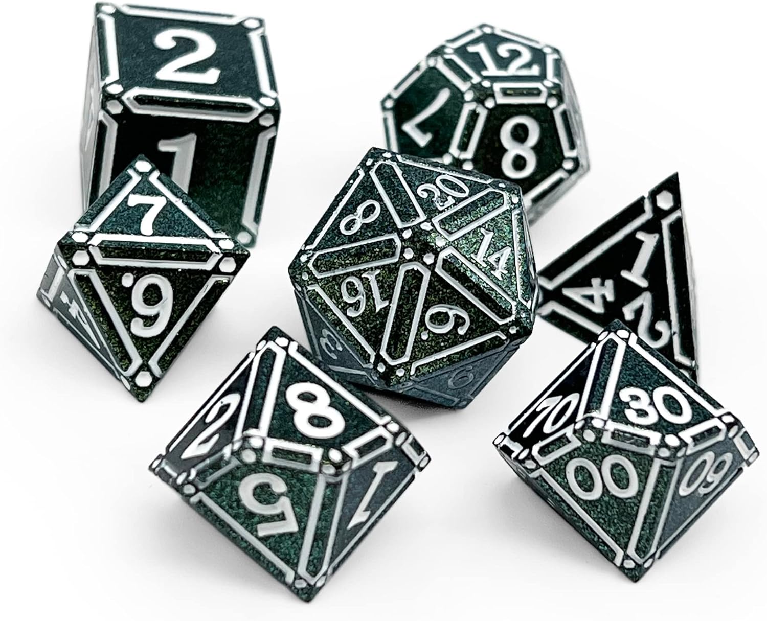 Norse Foundry Ironworks Metal Dice Sets - Necromancers Spellbook - Premium 7-Piece Set for D&D and RPG Adventures – Solid Metal Zinc Alloy Construction, Exquisite Design