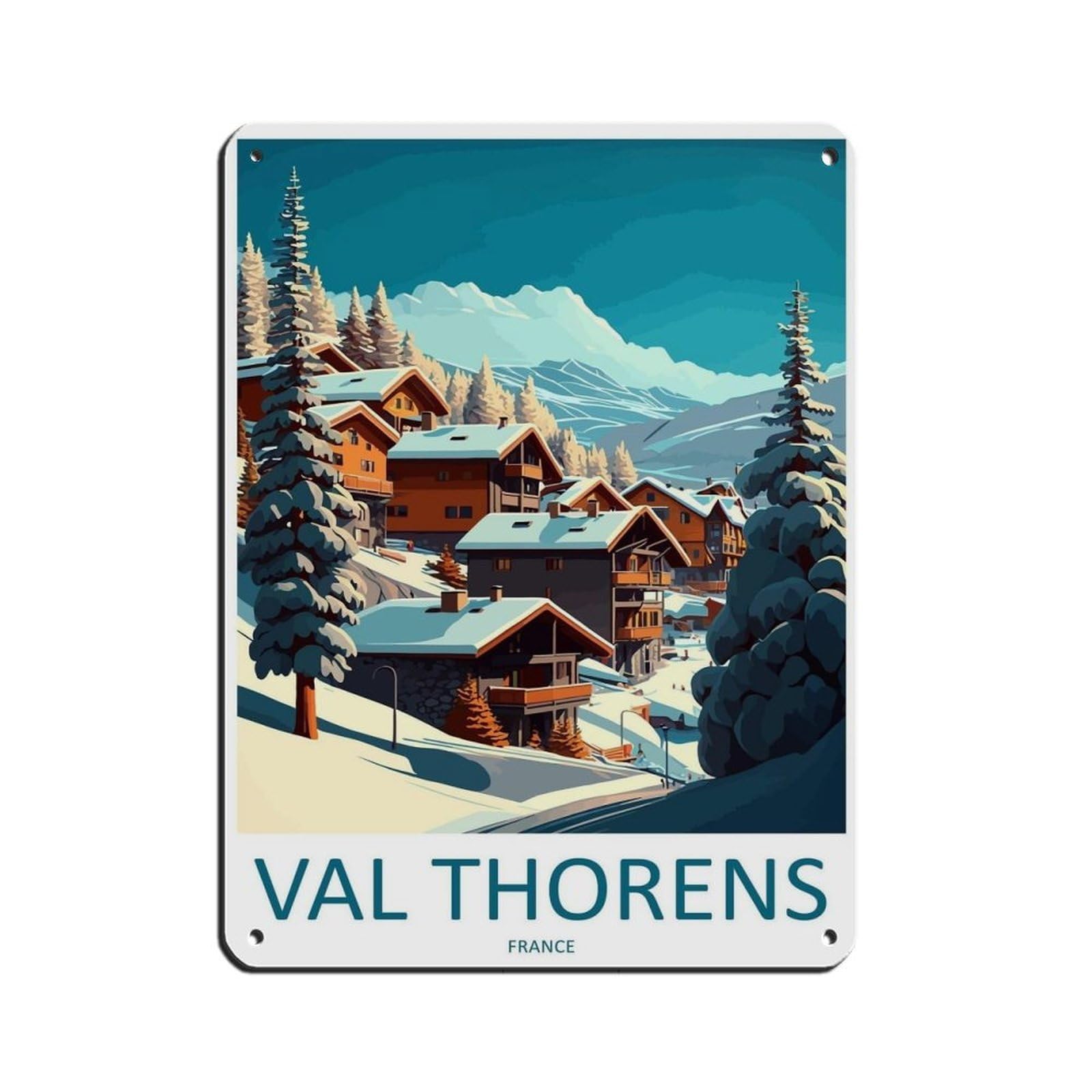 Val Thorens Travel Art Ski Art Lover Gift (2) Tin Sign Vintage Metal Pub Club Cafe Bar Home Wall Art Decoration Poster Retro 12x16inch(30x40cm)