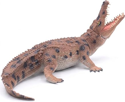 Long Crocodile Action Figure Toy with Upward Head, Movable Jaw