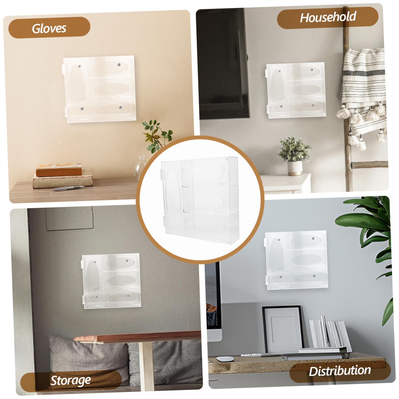 Veemoon 1 Juego Caja para guardar guantes dispensador de guantes porta máscaras para pared dispensador de montaje en pared contenedor de máscara Acrílico Transparente