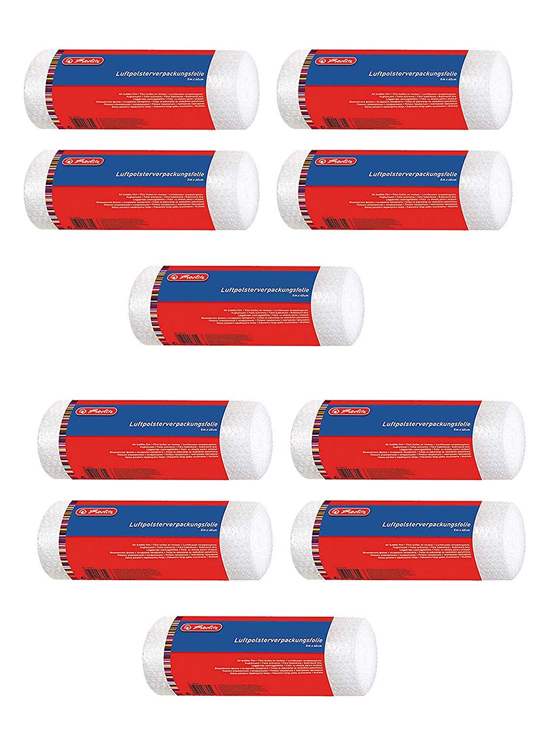 Herlitz Luftpolsterfolie, gerollt, im Polybeutel, 5 m x 40 cm (Luftpolsterfolie, 10 Rollen)