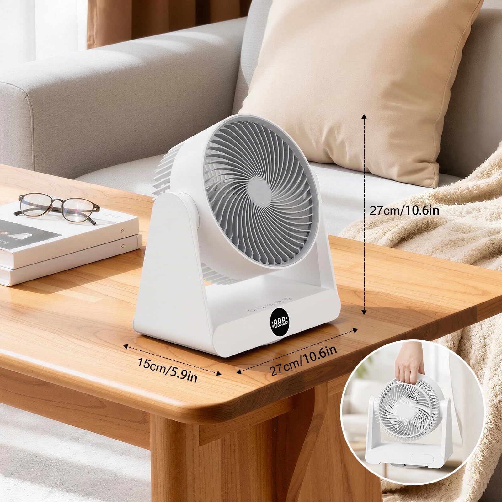 Leiser Ventilator mit Fernbedienung,Tischventilator 28 DB,12-Geschwindigstufe 12H Timer, 90° Auto oszillierend,DC-Frequenzumwandlung, 3D Turbo-Luftzirkulator, für Büro, Schlafzimmer, 30 m²
