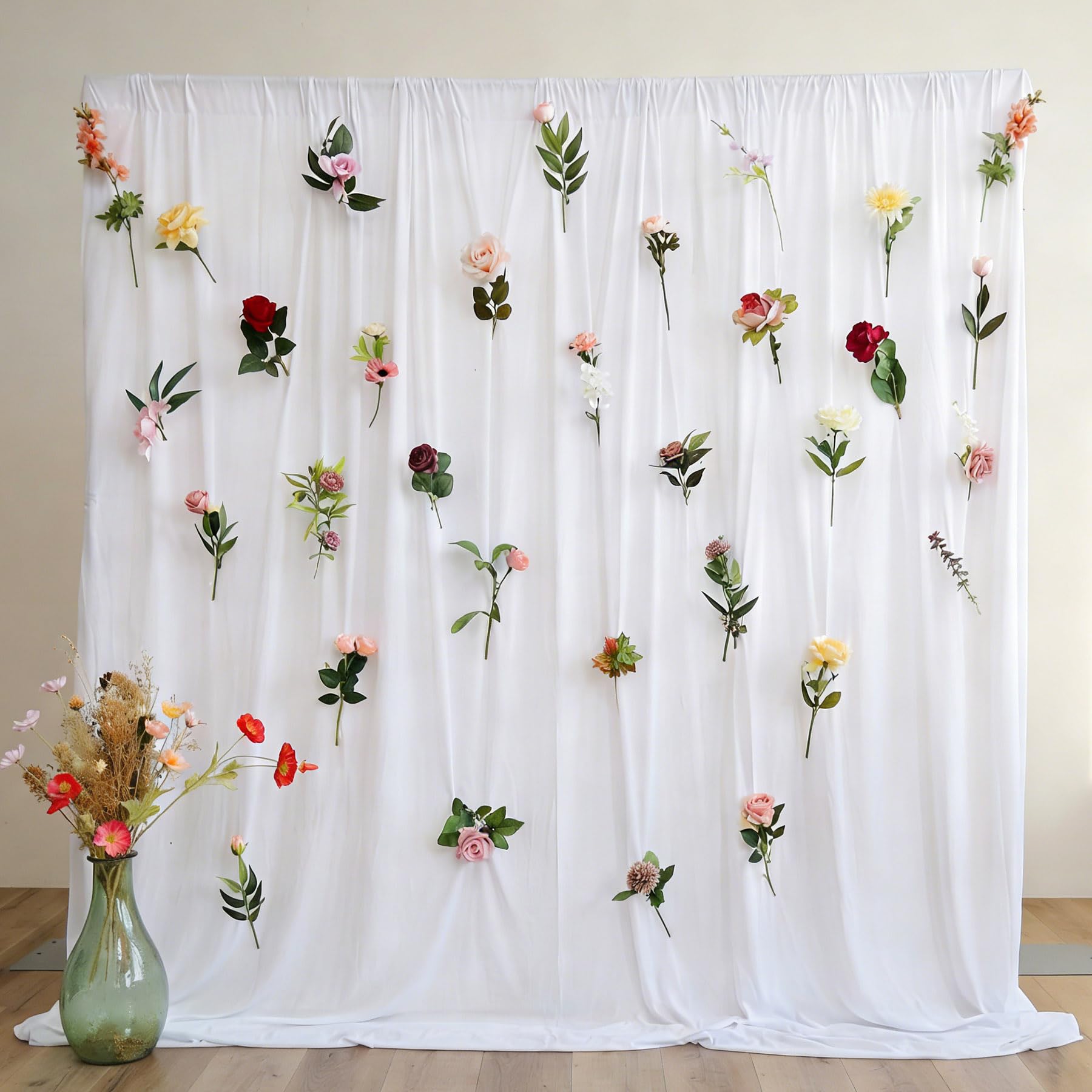 Photo 1 of 10x10ft White Backdrop Curtains for Parties, Wrinkle Free Polyester 1 Panel 10 FT Wide Photo Backdrop Drapes One Panel Design Back Drop Cloth for Wedding Birthday Baby Shower Background