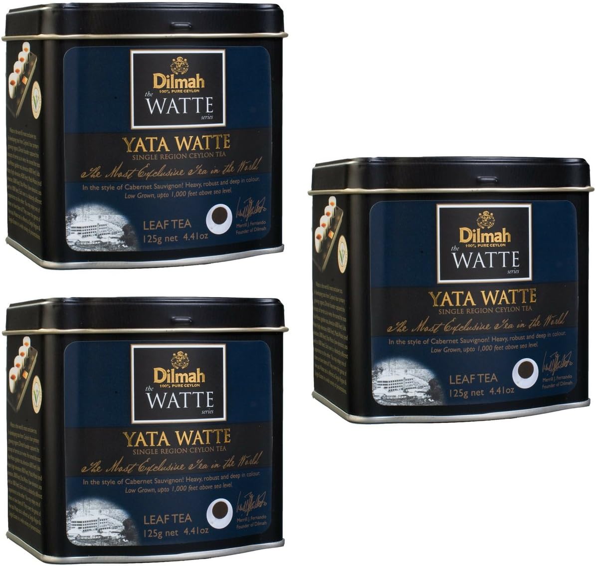 Dilmah Tea Yata Watte Loose Leaf Tea in Tin Caddy 125g (4.41oz) X 3 Pack - Single Region Pure Ceylon Black Tea