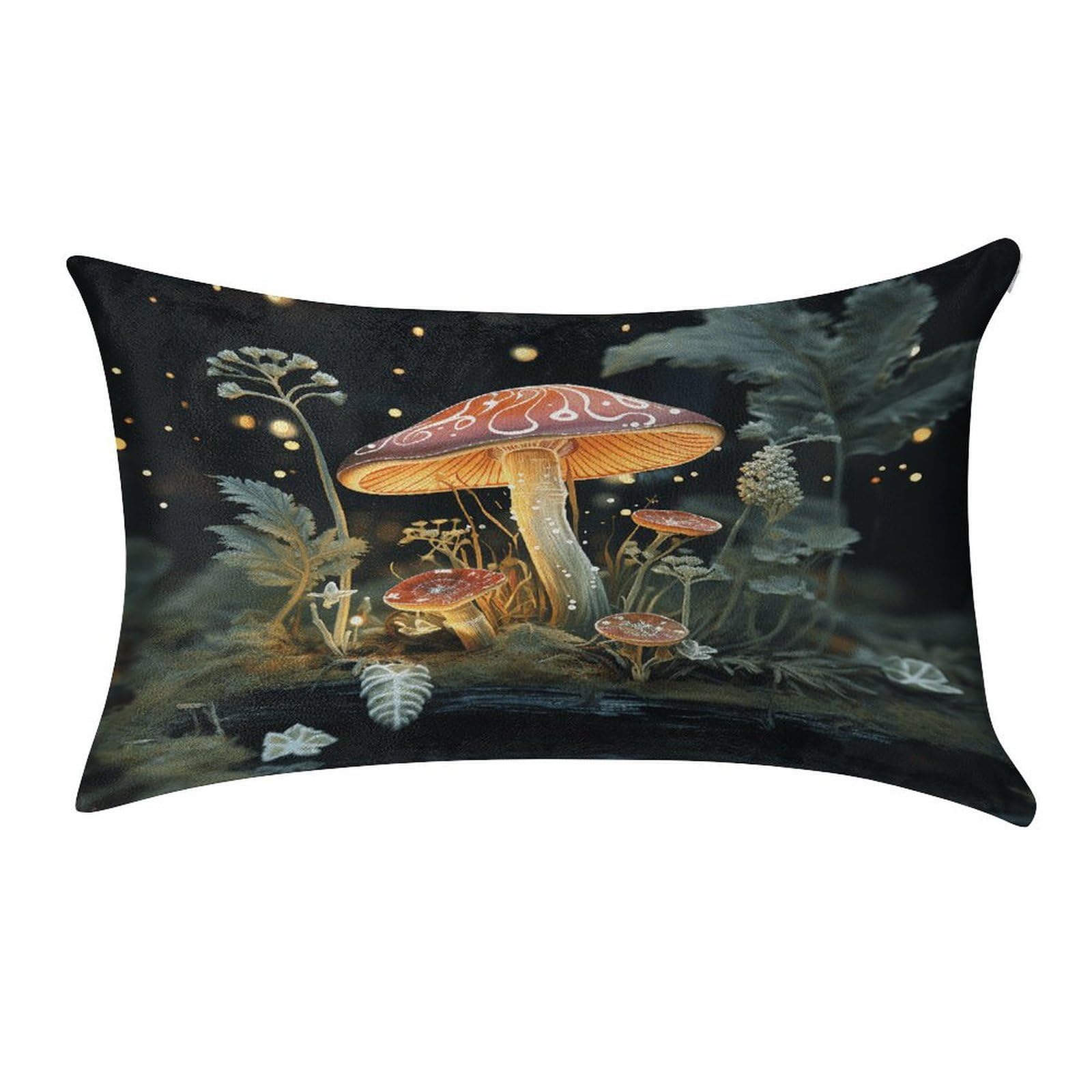 VstaDank Butterfly Mushroom Throw Pillow Cover 12"×20" Ultra Soft Pillowcase Cozy Lumbar Pillow Shell Gold Velvet Exquisite Decorative Cushion Sham Protector for Couch Sofa Bedroom