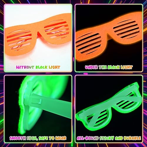 Miniatura 7 de Mega-L - 12 lentes que brillan en la oscuridad, suministros de fiesta que brillan en la oscuridad, anteojos fluorescentes de luz negra neón, regalos